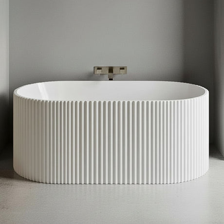 [BBFS179] Contemporary Curved Freestanding Bath, Modern Ribbed Design - Choice of Size - Silo