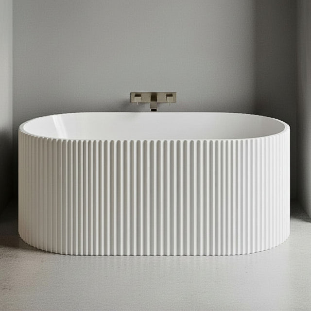 [BBFS179] Contemporary Curved Freestanding Bath, Modern Ribbed Design - Choice of Size - Silo