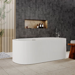 [BBFS180] Contemporary Curved Freestanding Bath, Modern Ribbed Design - Choice of Size - Lifestyle 3