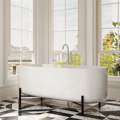 [BBFS182] Contemporary Oval Freestanding Bath with Stand - Choice of Size - Lifestyle 3