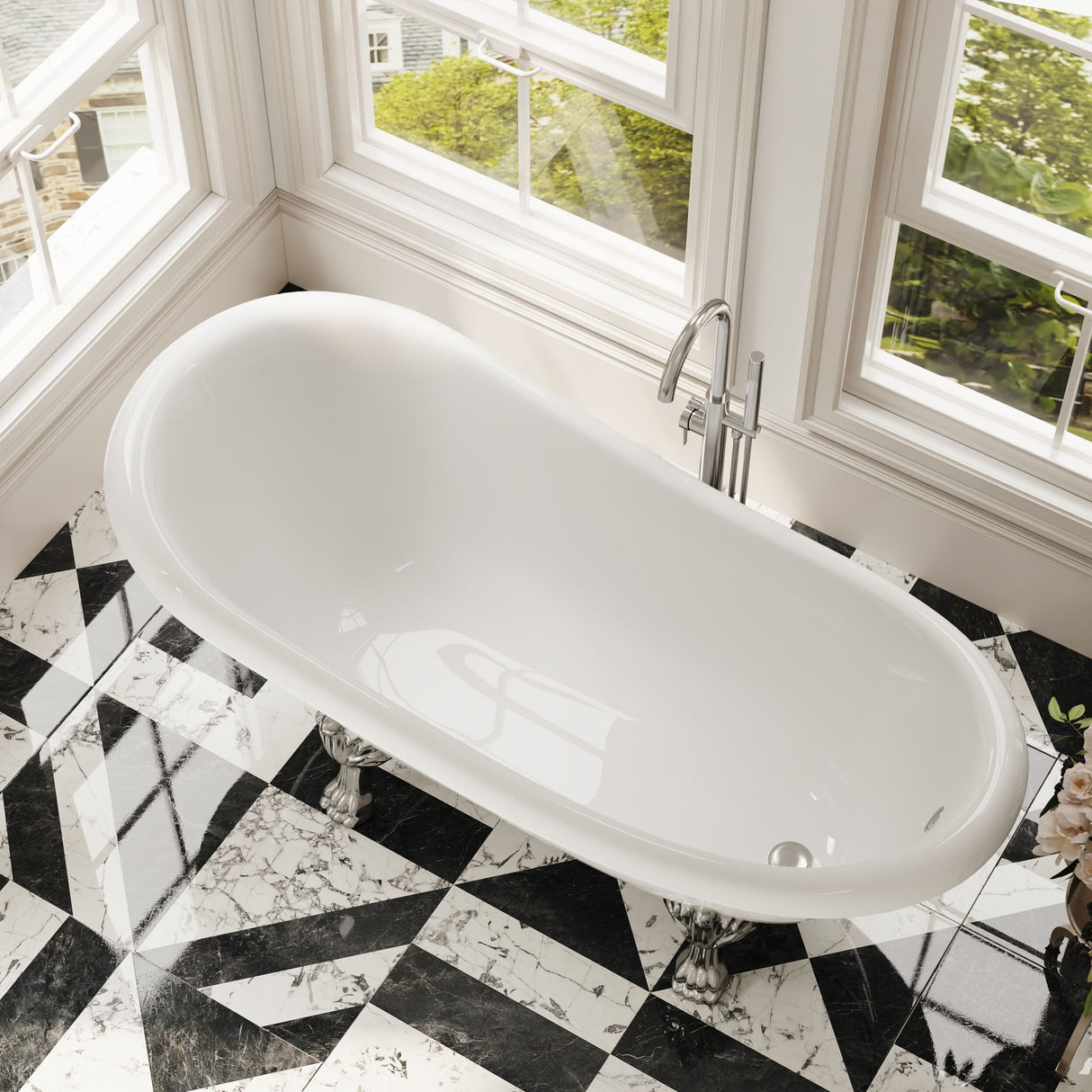 [BBFS184] Traditional Roll Top Slipper Freestanding Bath with Feet - Choice of Size - Lifestyle 2