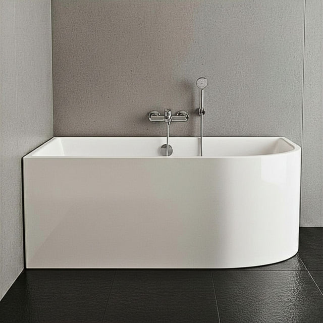 [BBFS187L] Contemporary Corner Freestanding Bath, Left or Right Hand J Shaped Bath - Choice of Size - Silo
