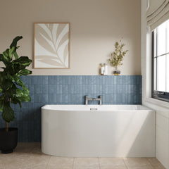 [BBFS187R] Contemporary Corner Freestanding Bath, Left or Right Hand J Shaped Bath - Choice of Size - Lifestyle 1