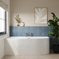 [BBFS188L] Contemporary Corner Freestanding Bath, Left or Right Hand J Shaped Bath - Choice of Size - Lifestyle 1