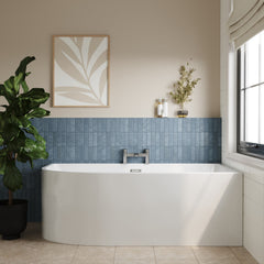 [BBFS188R] Contemporary Corner Freestanding Bath, Left or Right Hand J Shaped Bath - Choice of Size - Lifestyle 1