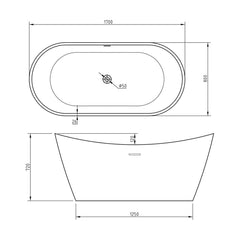 [BBFSB402] Bolsena Freestanding Bath 1700 x 800 - Technical Drawing