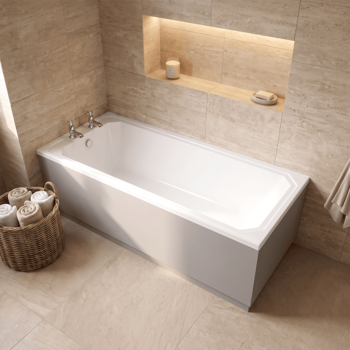 [BBHA110] Harrington Traditional Straight Single Ended Bath Tub, Choice of Size - Lifestyle 1