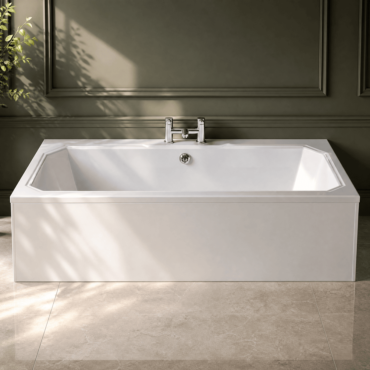 [BBHA114] Balterley Harrington Traditional Straight Double Ended Shower Bath Tub, 1800mm x 800mm - White - Lifestyle 1