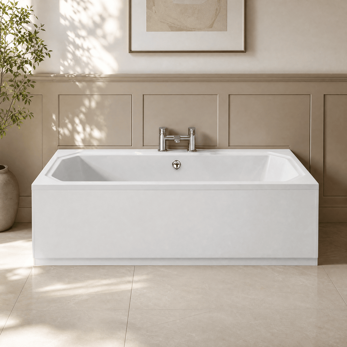 [BBHA114] Balterley Harrington Traditional Straight Double Ended Shower Bath Tub, 1800mm x 800mm - White - Lifestyle 3