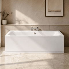 [BBHA114] Balterley Harrington Traditional Straight Double Ended Shower Bath Tub, 1800mm x 800mm - White - Silo