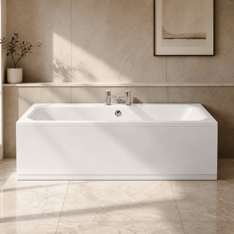 [BBHA114] Balterley Harrington Traditional Straight Double Ended Shower Bath Tub, 1800mm x 800mm - White - Silo