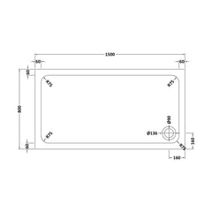 [BBHAS1580] Hydro45 Anti Slip Tray 1500 x 800 WH - Technical Drawing