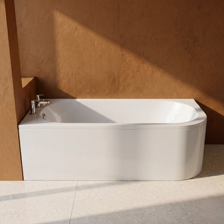 [BBKI005L] Kingsley Left Hand Back to Wall Corner J Shaped Bath Tub and Panel - 1700mm - Balterley - Silo