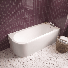 [BBKI005R] Kingsley Right Hand Back to Wall Corner J Shaped Bath Tub and Panel (Taps and Waste Not Included) - 1700mm - Balterley - Lifestyle 1