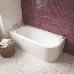 [BBKI209L] Kingsley Back to Wall J Corner Bath with Leg Set (Taps, Waste and Panel Not Included), 1700mm, Left or Right Hand