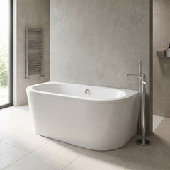 [BBLI003] 1700 x 750 Curved Back To Wall Bath & Panel - Lifestyle 1