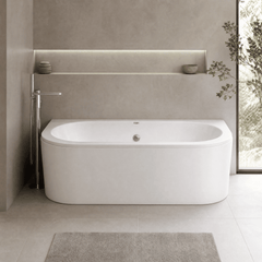 [BBLI003] 1700 x 750 Curved Back To Wall Bath & Panel - Lifestyle 3