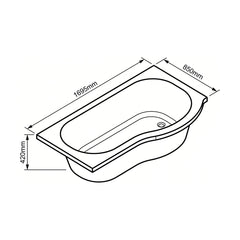 [BBP17PR] Modern Bathroom P Shaped Bath & Panel, Choice of Size and Orientation - Technical Drawing