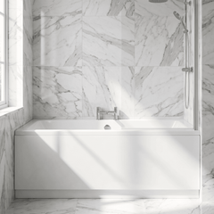 [BBPA107W] Waterproof Straight Shower Bath Front Panel, Gloss White, Choice of Size - Silo