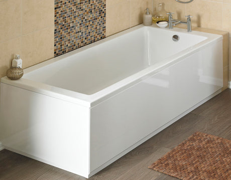 [BBPA113W] 800mm Waterproof Straight Shower Bath End Panel - Gloss White - Lifestyle 1