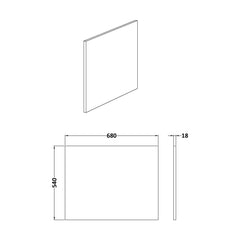 [BBPA131W] 700mm Waterproof Square Shower Bath End Panel - Gloss White - Technical Drawing