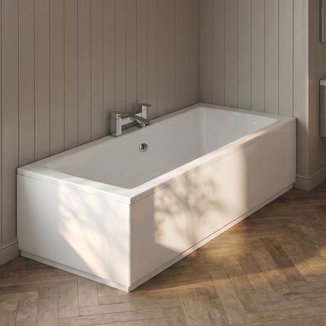 [BBPA131] Square L-Shaped Shower Bath Panel - Gloss White - Silo