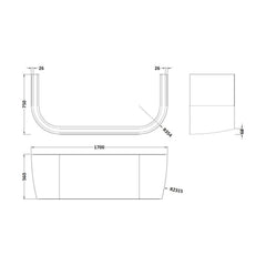 [BBPA136] Back To Wall Bath Panel - Technical Drawing