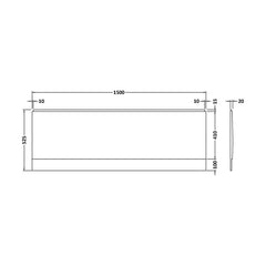 [BBPA138] 1500mm White Acrylic Front Bath Panel for Modern Bathroom Suites - Technical Drawing