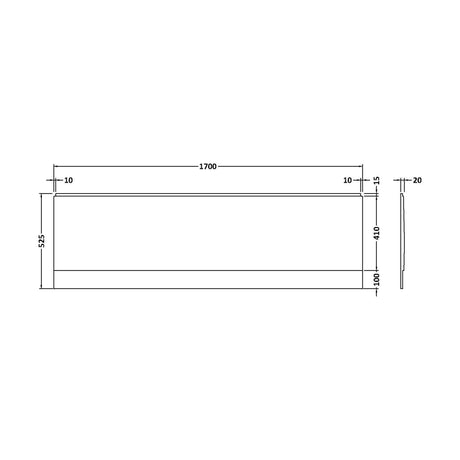 [BBPA140] 1700mm Straight Bath Acrylic Front Panel - Technical Drawing