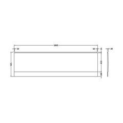 [BBPA141] 1800mm White Acrylic Front Bath Panel for Straight Bath Installations - Technical Drawing