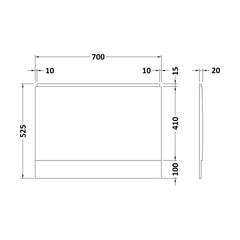 [BBPA142] 700mm Acrylic Bath Panel - Technical Drawing