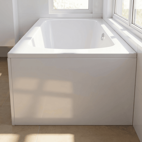 [BBPA144] 800mm White Acrylic End Bath Panel for Modern Straight Baths - Silo