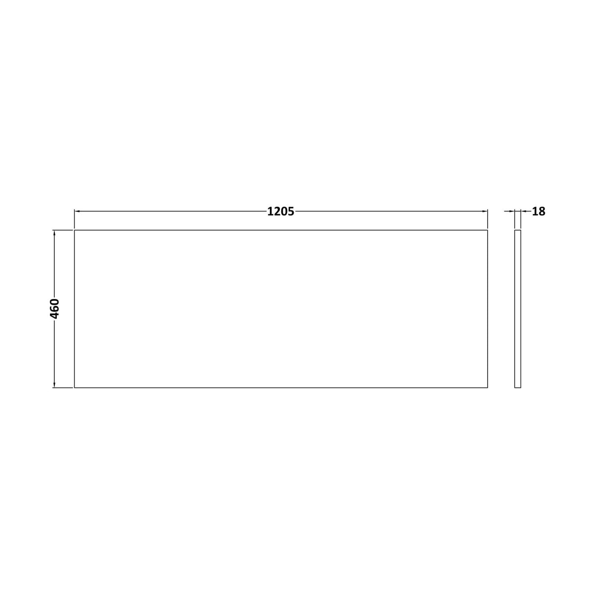 [BBPA1707] 1800mm Straight Bath MFC Front Panel & Plinth - -Matt Electric Blue - Technical Drawing