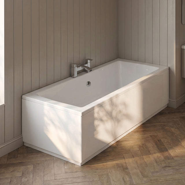 [BBPA170] 700mm Straight Reversible Bath End Panel & Plinth - Satin White - Silo