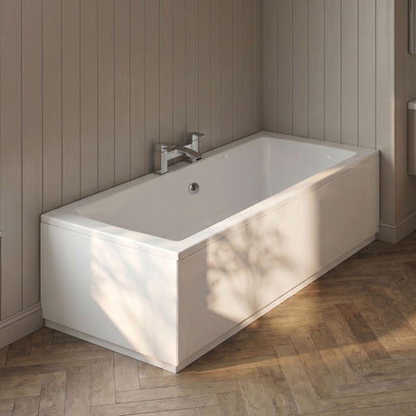 [BBPA171] 750mm Straight Reversible Bath End Panel & Plinth - Satin White - Silo