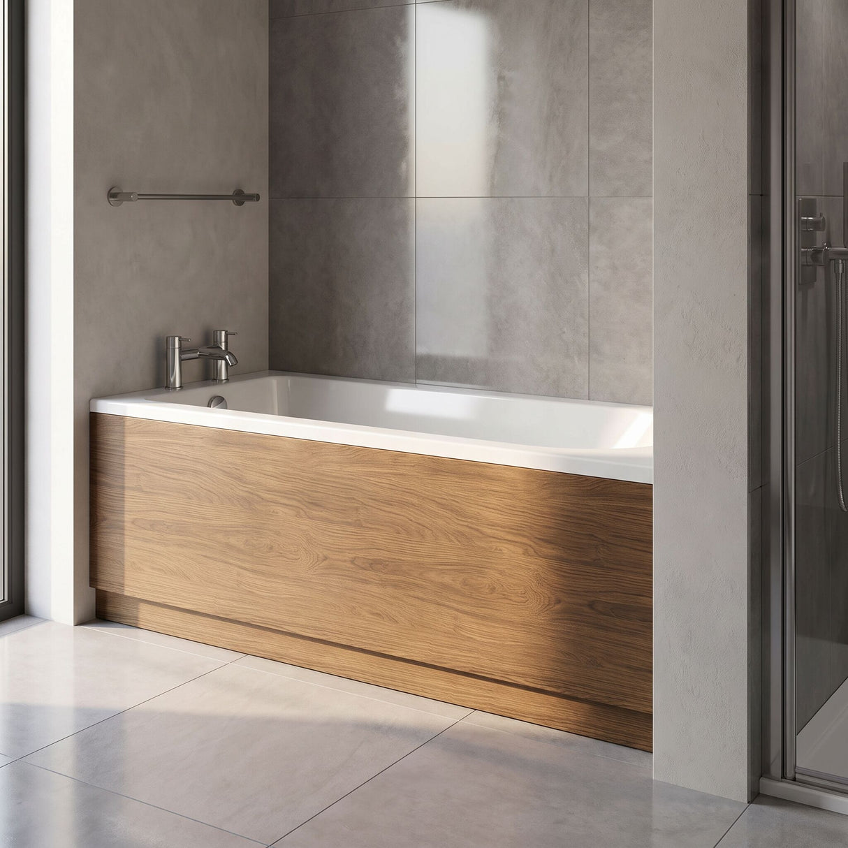 [BBPA2705] 1700mm Straight Bath Front Panel and Plinth - Antique Oak - Lifestyle 2