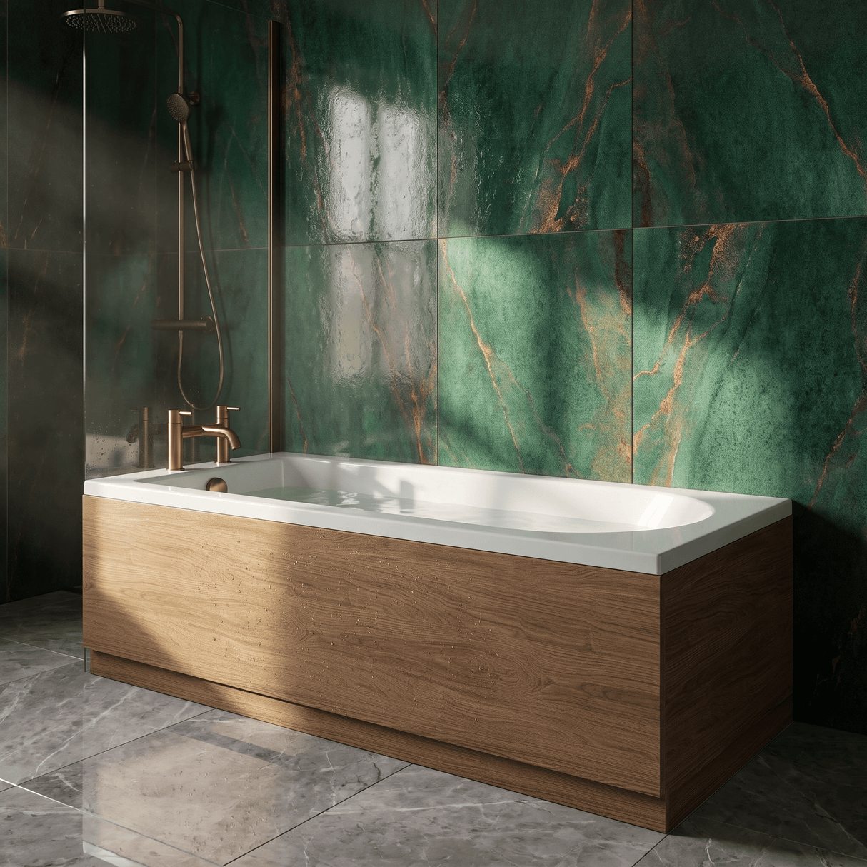 [BBPA2705] 1700mm Straight Bath Front Panel and Plinth - Antique Oak - Lifestyle 3