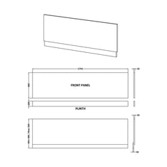 [BBPA2707] Straight Bath Front Panel Available - Choice of Size and Colour - Technical Drawing