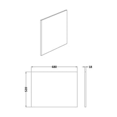 [BBPA2731] 700mm Contemporary Square Shower Bath End Panel - Antique Oak - Technical Drawing