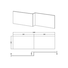 [BBPA2735] Chartley 1700mm Square Bath Front Panel - Choice of Colour - Line Drawing