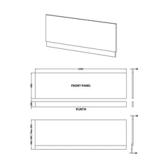 [BBPA3005] Straight Bath Front Panel Available - Choice of Size and Colour - Technical Drawing