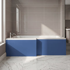 [BBPA373] 1700mm L Shape Square Reversible Bath Front Panel - Satin Blue - Silo