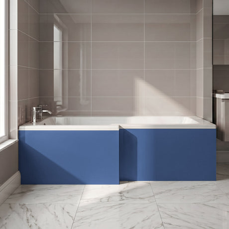 [BBPA373] 1700mm L Shape Square Reversible Bath Front Panel - Satin Blue - Silo