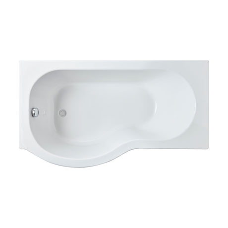 [BBPB1585L] Balterley Modern P Shape Left Hand Shower Bath Tub with Leg Set, 1500mm - White - Cutout