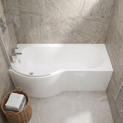 [BBPB1585L] Balterley Modern P Shape Left Hand Shower Bath Tub with Leg Set - Lifestyle 1