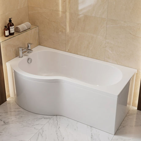 [BBPB1685L] Balterley Modern P Shape Left Hand Shower Bath Tub with Leg Set - Silo