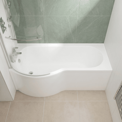 [BBPB1685R] Balterley Modern P Shape Left Hand Shower Bath Tub with Leg Set - Lifestyle 1