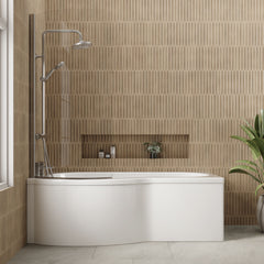 [BBPB200] Contemporary Acrylic P-Shaped Front Bath Panel for Curved Shower Baths - Lifestyle 1