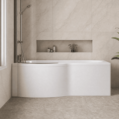 [BBPB200] Contemporary Acrylic P-Shaped Front Bath Panel for Curved Shower Baths - Silo