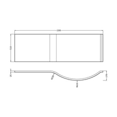 [BBPB203] Shower Bath Front Panel (1600mm) - Technical Drawing